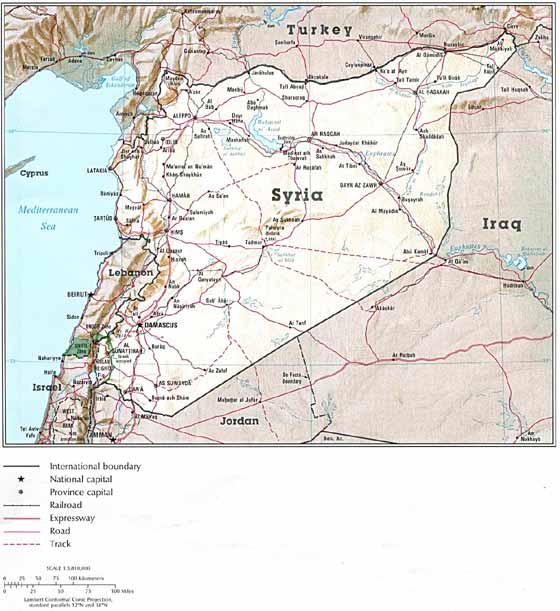 Detaillierte Karte von Syrien
