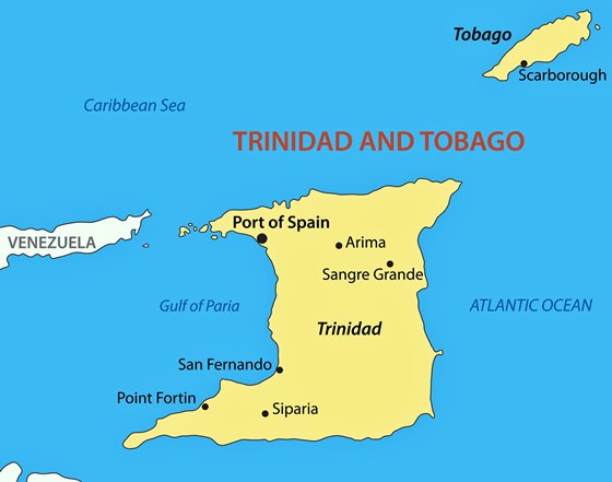Large map of Trinidad & Tobago