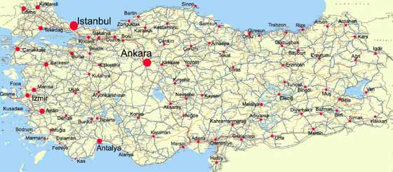 Детальная карта Турции