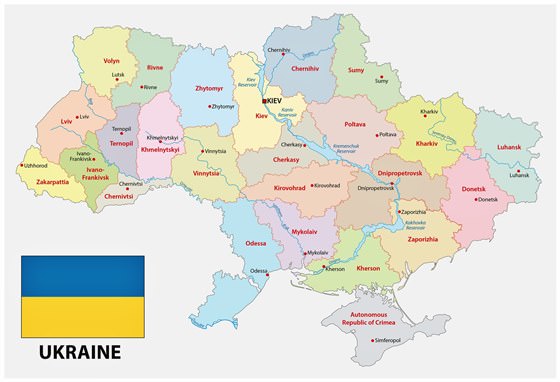 Große Karte von Ukraine