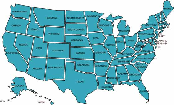 Карта  США