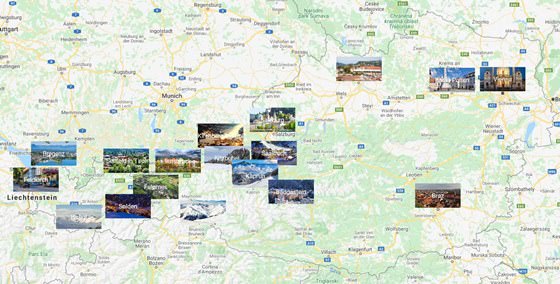 Mapa de ciudades de Austria