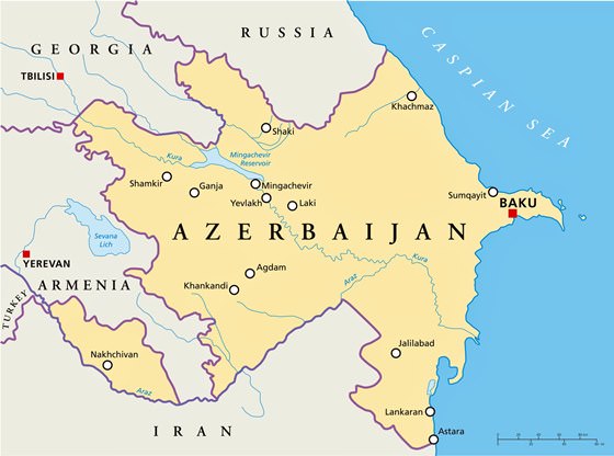 Map of cities in Azerbaijan
