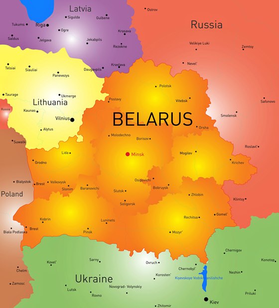 Map of cities in Belarus