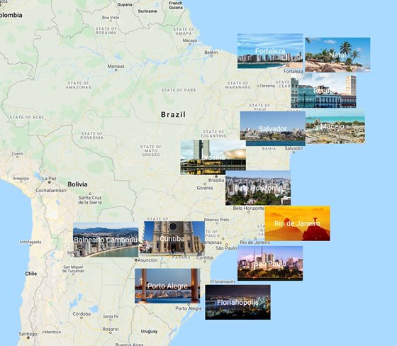 Karte der Städte in Brasilien