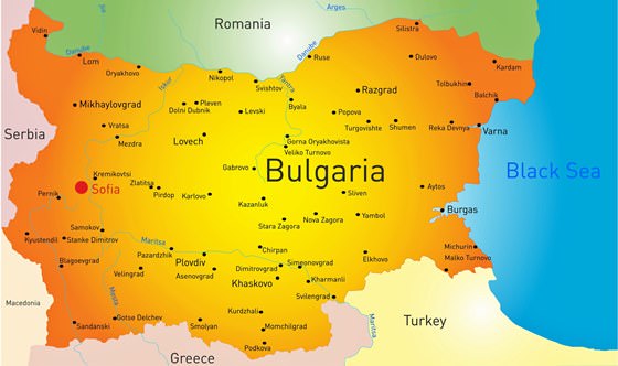Map of cities in Bulgaria