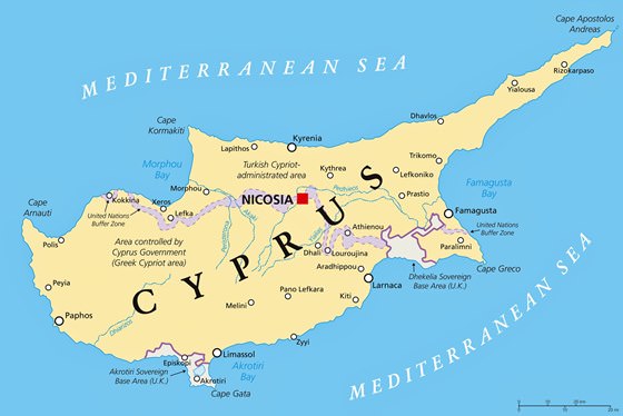 Map of cities in Cyprus