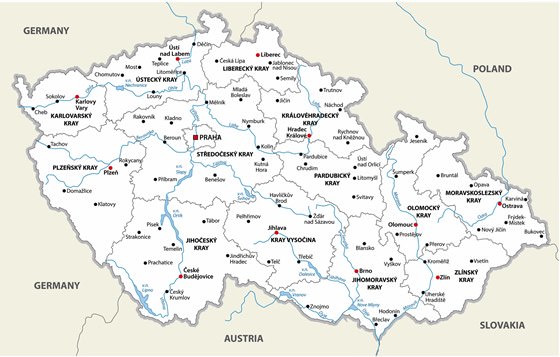 Mapa de ciudades de República Checa