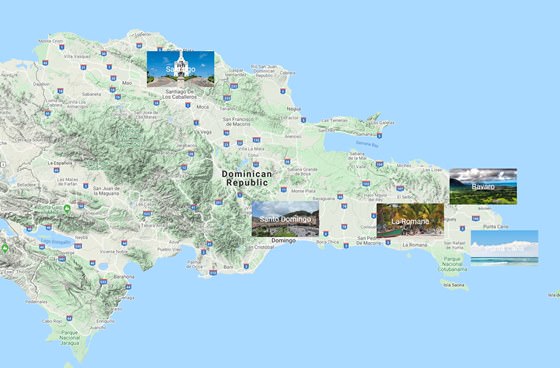 Dominik Cumhuriyeti’nde şehirler haritası