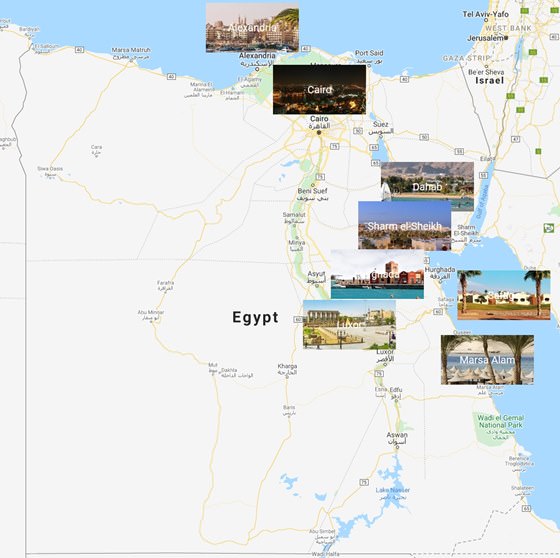 Карта городов Египта