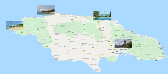 Jamaika’da şehirler haritası