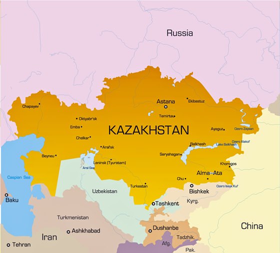Карта городов Казахстана