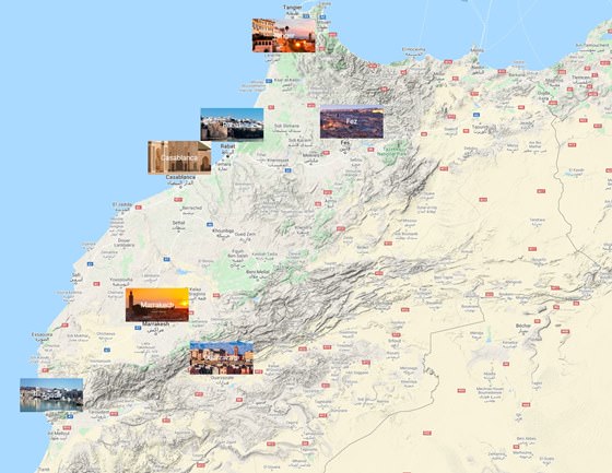 Mapa de ciudades de Marruecos