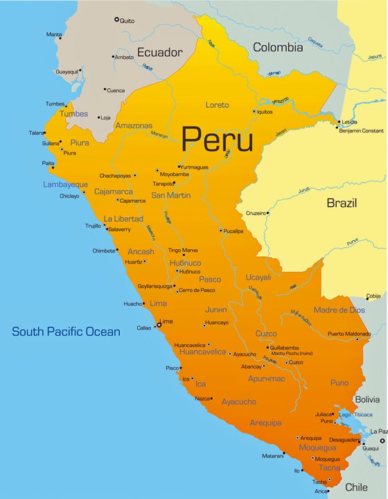 Karte der Städte in Peru