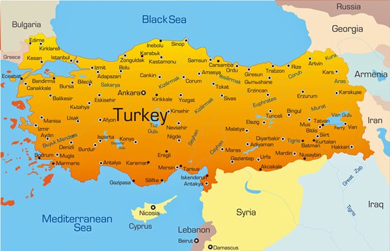 Map of cities in Turkey