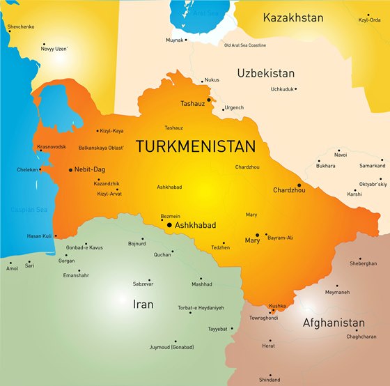 Map of cities in Turkmenistan