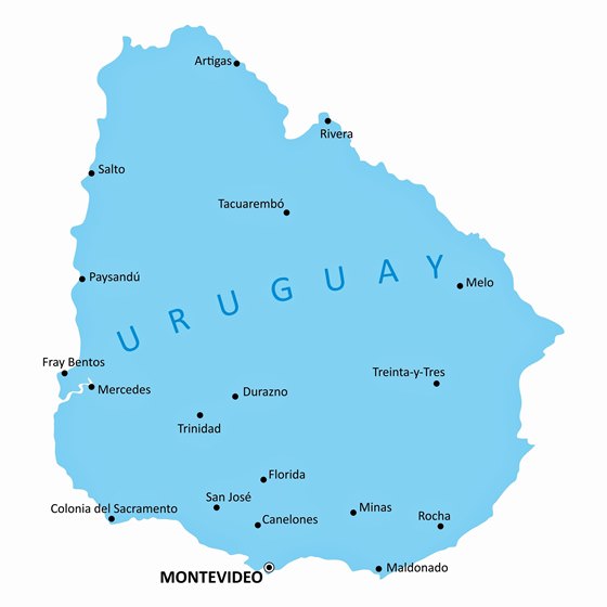 Map of cities in Uruguay