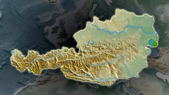 Mapa en relieve de Austria