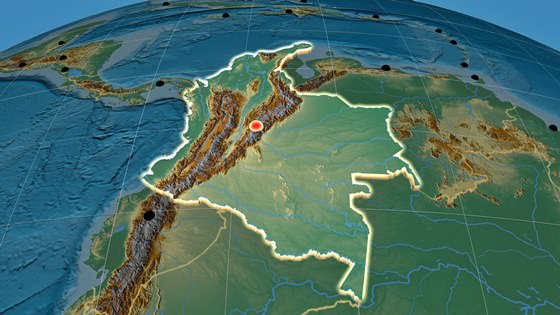 Карта рельефа Колумбии