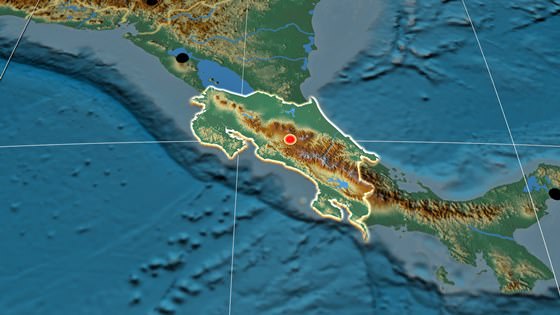 Карта рельефа Коста Рики