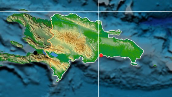 Карта рельефа Доминиканы