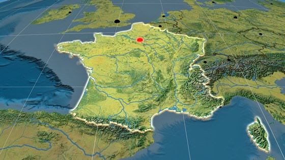 Карта рельефа Франции