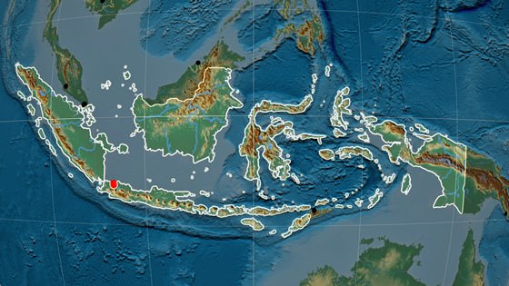 Карта рельефа Индонезии