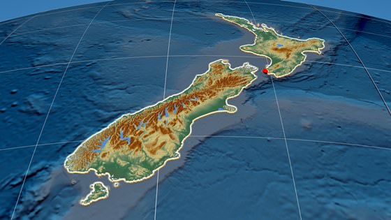Relief map of New Zealand