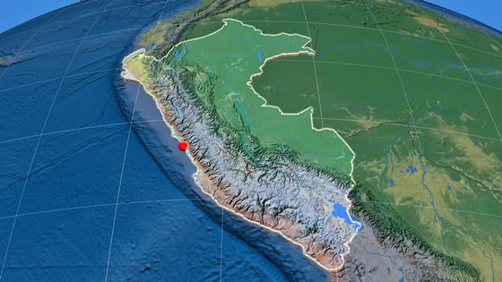 Relief map of Peru