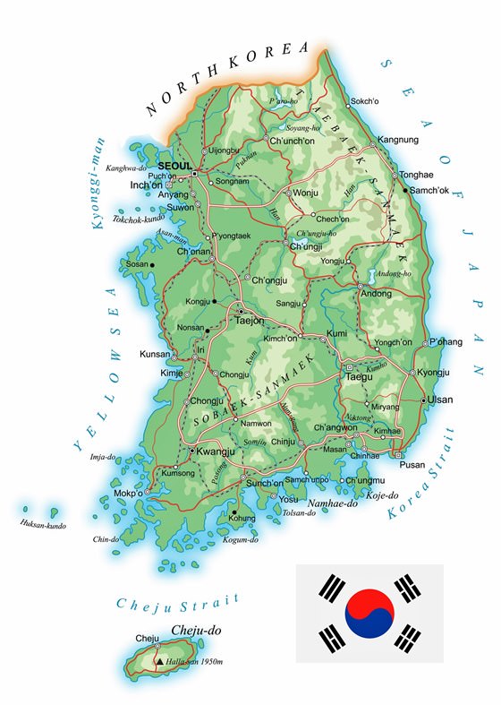 Relief map of South Korea
