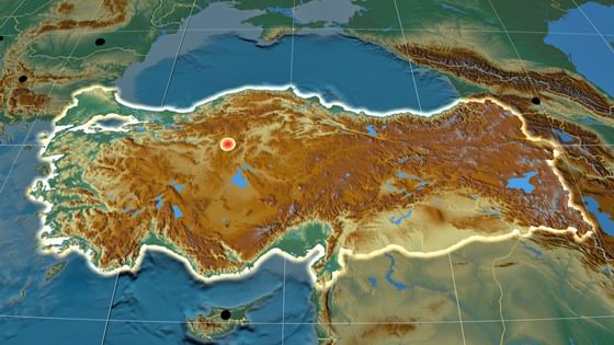 Relief map of Turkey