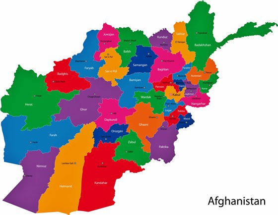 Map of regions in Afghanistan