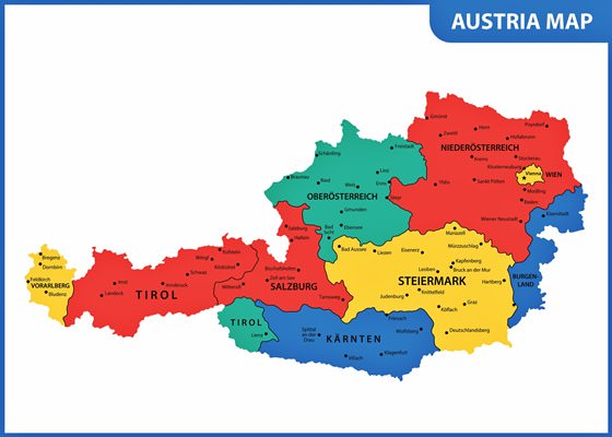 Mapa de regiones de Austria