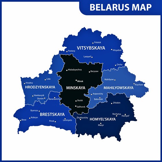 Mapa de regiones de Bielorrusia