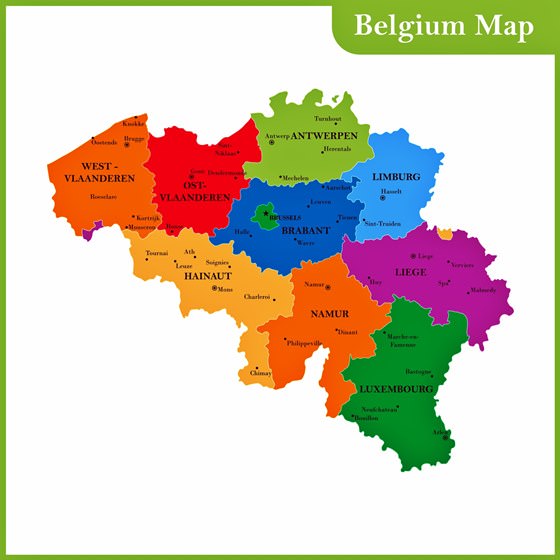 Karte der Regionen in Belgien