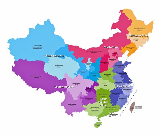 Map of regions in China