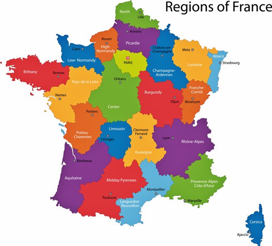 Karte der Regionen in Frankreich