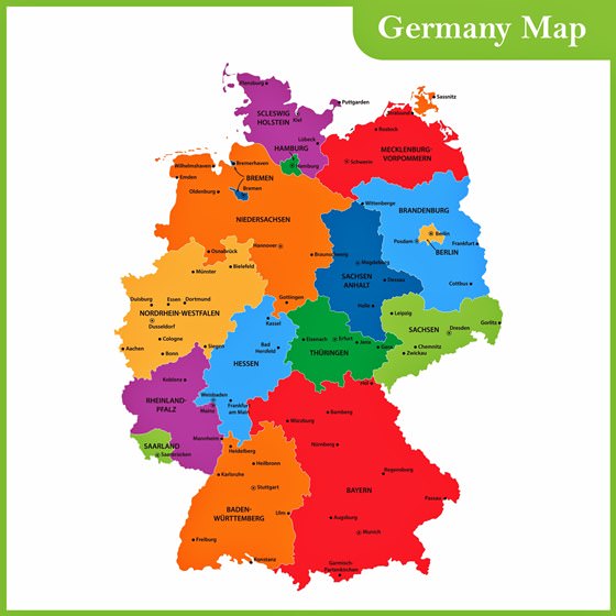 Map of regions in Germany