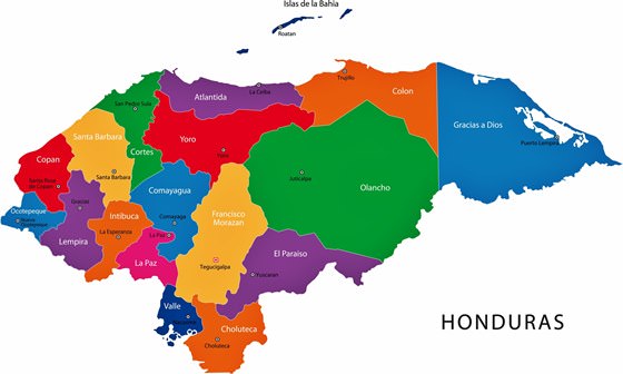 Map of regions in Honduras