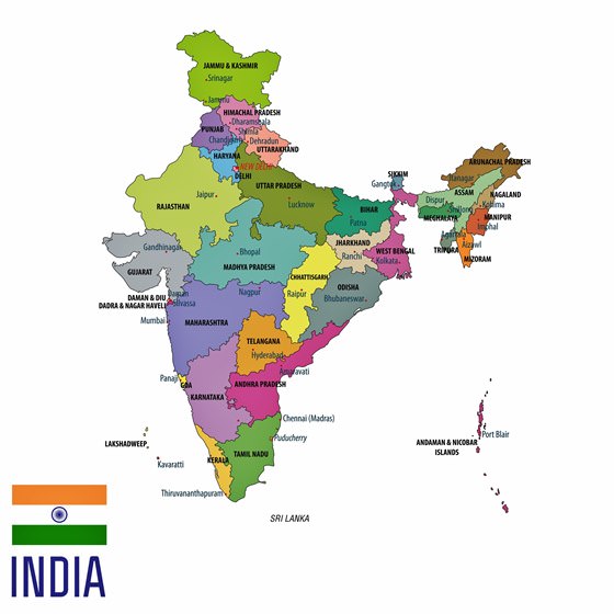 Mapa de regiones de India