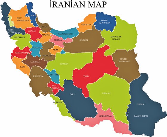 Karte der Regionen in Iran