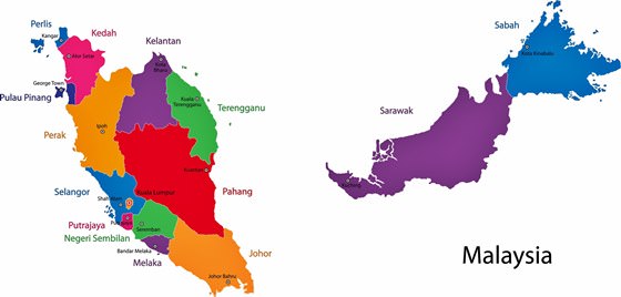 Map of regions in Malaysia