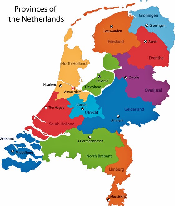 Karte der Regionen in Niederlande