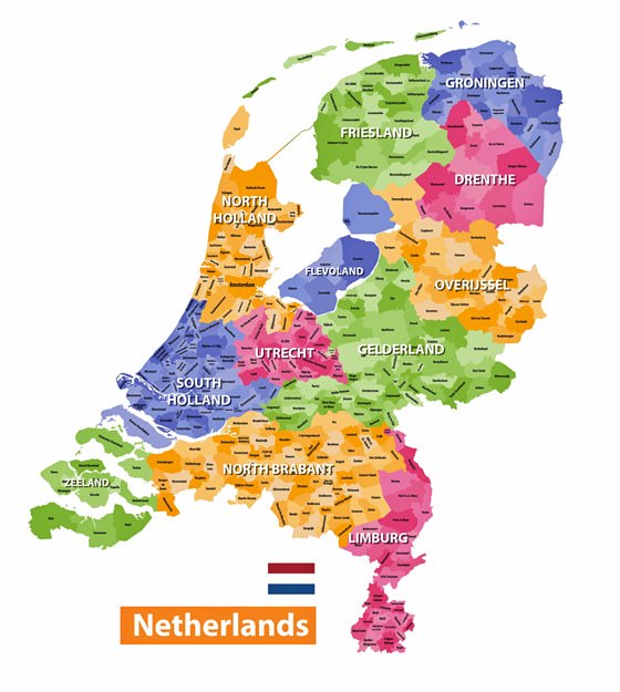Map of regions in Netherlands