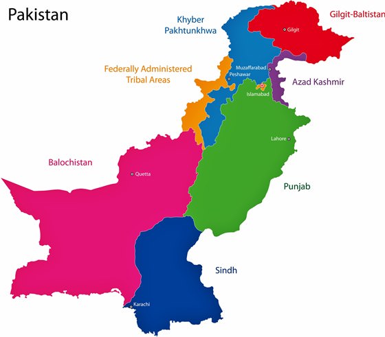 Map of regions in Pakistan