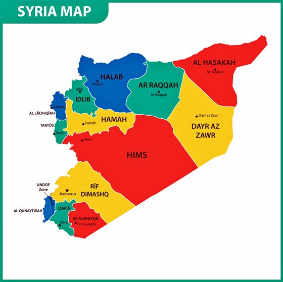Karte der Regionen in Syrien