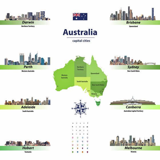 Map of sights in Australia