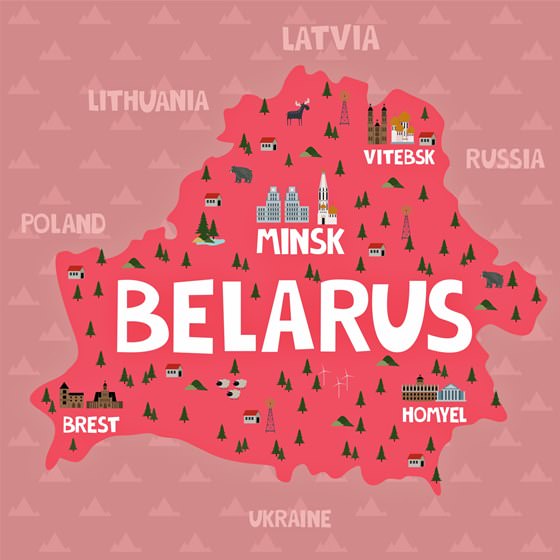 Mapa de lugares de interés en Bielorrusia