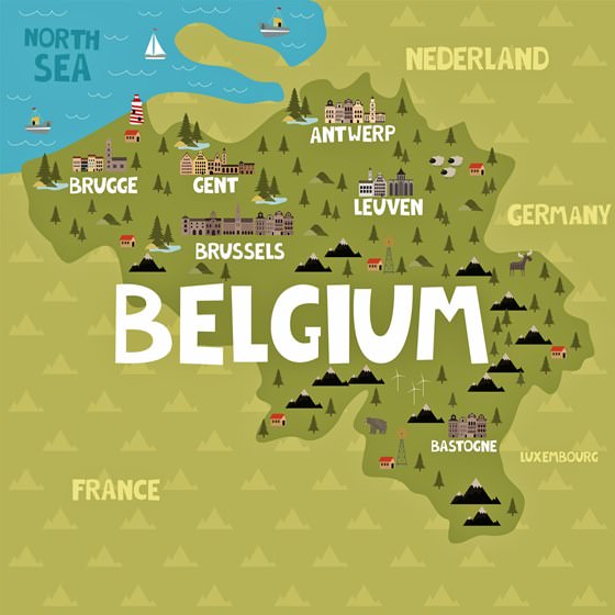 Mapa de lugares de interés en Bélgica