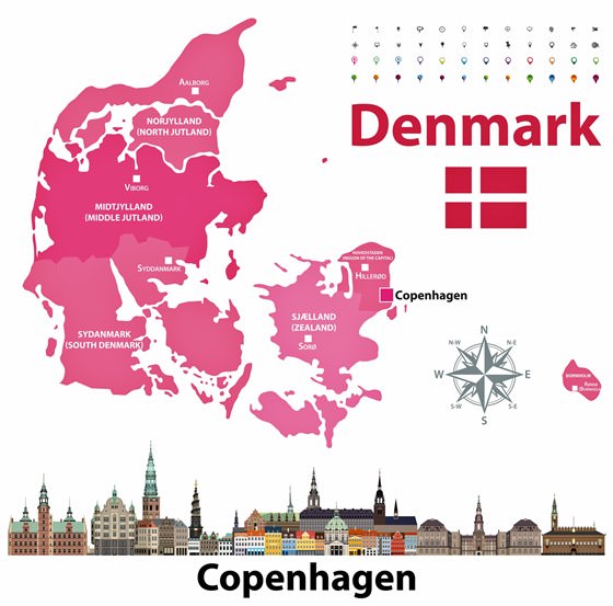 Karte der Sehenswürdigkeiten in Danemark